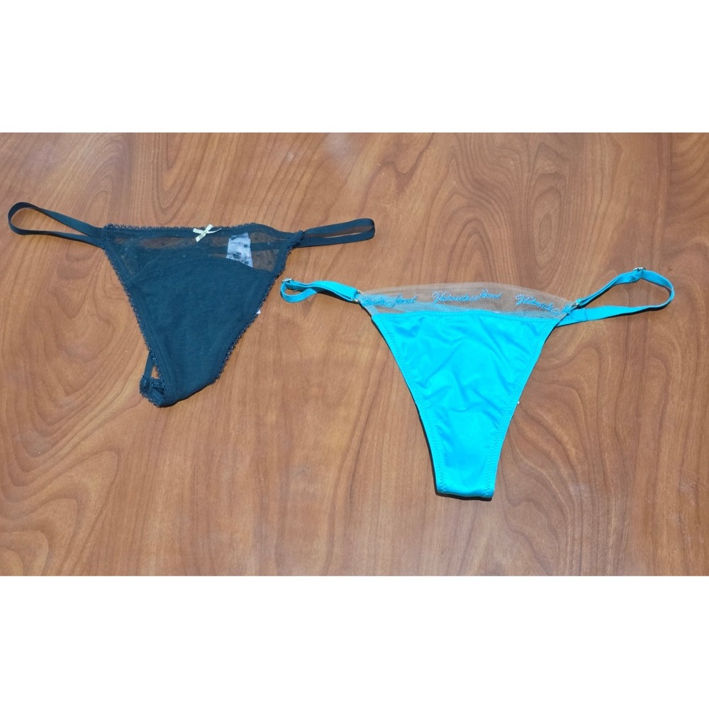 NWT 2‎ Victoria's Secret Thongs - Very Sexy Embroidered Mesh/Cotton V-String - S - Picture 4 of 6